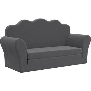 2-personers sovesofa til børn blødt plys antracitgrå