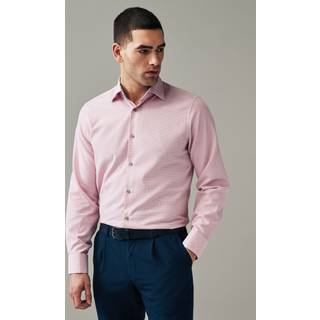Next Light Pink Regular Fit Trimmed Easy Care Double Cuff Shirt