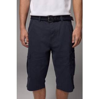 Next Navy Blue Long Length Belted Cargo Shorts