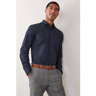 Next Blue Navy Regular Fit Easy Care Single Cuff Smart Shirt