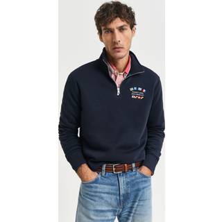 Gant GANT Navy Graphic Half Zip 100% Cotton Sweatshirt