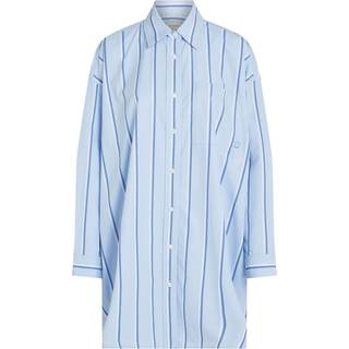 Relaxed Striped Cotton Shirt Dress - Multi - L