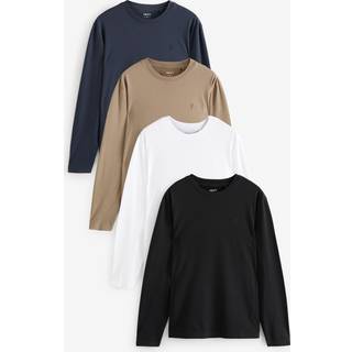 Next Navy/White/Black/Stone Long Sleeve 100% Cotton T-Shirts 4 Pack