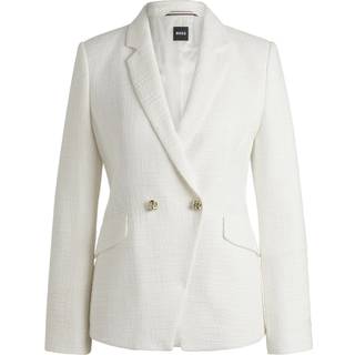 Blazer med slim fit i tweed med bomuldsblanding