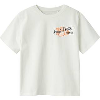 Name It Cloud Dancer/red Orange Printet T-shirt