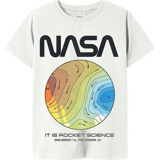 Name It T-shirt Hvid Med Nasa Print - Str. 7-8y 122/128cm