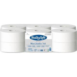 BulkySoft Toiletpapir Jumbo Mini 2-lag P 145 m Hvid Premium Ø19 cm 12 rl (65908)