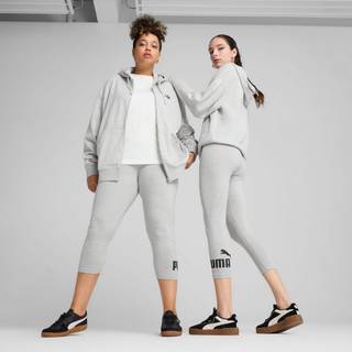 Women&#39;s Puma ESS No. 1 Logo 3/4 Leggings, Gray, Size M, Clothing - Light Gray Heather - M