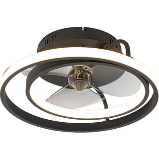 Loftventilator sort 46,5 cm inkl. LED med fjernbetjening - Kees