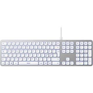 Deltaco Wired Low Profile Keyboard med baggrundslys - Sølv/Hvid