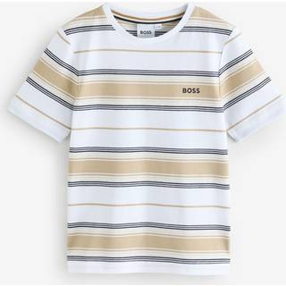 BOSS BOSS Natural Striped Short Sleeve Logo T-Shirt