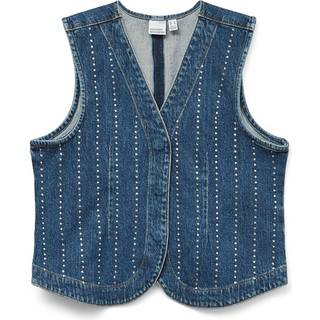 Carley Rhinetone Vest, Medium Blue Denim, S