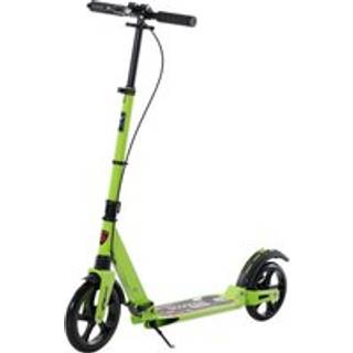 HOMCOM Teens Adult Kick Scooter Foldable Adjustable Aluminum Ride On Toy For 14+ w/ Dual Brake System, Shock Mitigation System - Green 95.5-110.5H CM