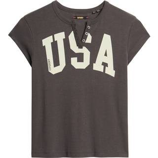 Superdry Superdry Grey 100% Cotton Athletic Essentials Notch Neck Graphic T-Shirt