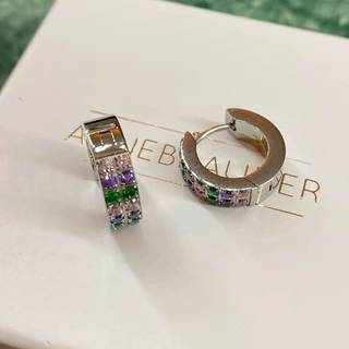 ANNEBRAUNER Creole Double Line Green/Pink Mix Øreringe