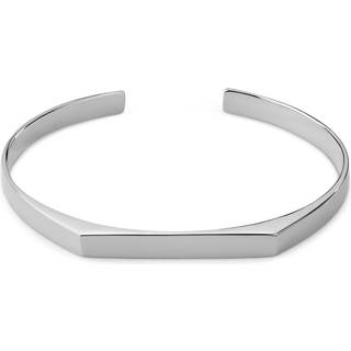 5 mm Poleret Rhodiumbelagt Justerbart Kantet Sterling Sølv Manchetarmbånd