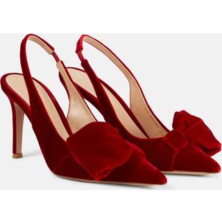 Gianvito Rossi 85 bow-detail velvet slingback pumps - red - EU 38.5