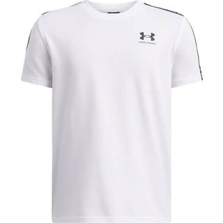 Under Armour Sportstyle Taped Boys' Short Sleeve White / Black YSM (127 - 137 cm)