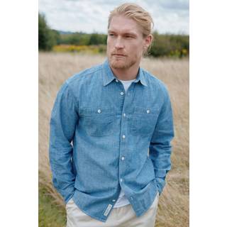 Next Blue Long Sleeve Chambray Denim 100% Cotton Shirt
