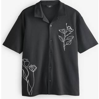 Next Black/White Embroidery Graphic Print Jersey Shirt