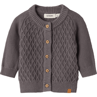 Lil' Atelier Tobie ls strik cardigan - PEWTER