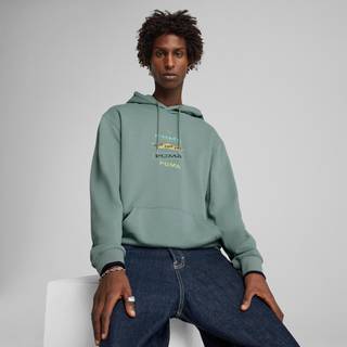 Men&#39;s Puma Wardrobe Essentials Graphic Hoodie, Green, Size XL, Clothing - Green Moon - XL