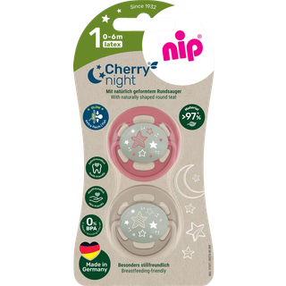 nip Cherry® Night Greenline sut str. 1 (0-6 måneder), rød/brun