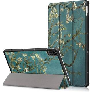 Huawei MatePad 10.4" Læder Flip Cover - Hvide Blomster