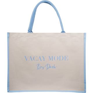 DARK Canvas Tote Large "Vacay Mode" Sand With Ibiza Blue