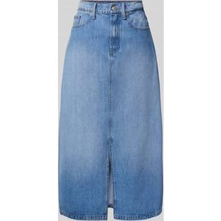 High Rise Denim Midi Skirt