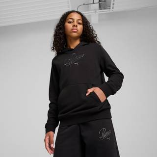Women&#39;s Puma Essentials Script Hoodie Youth, Black, Size 15-16Y, Clothing - Black - 15-16Y