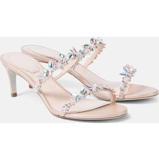 Rene Caovilla Eden Slider 60 embellished satin sandals - beige - EU 37.5