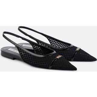 Victoria Beckham Leather-trimmed mesh slingback flats - black - EU 39