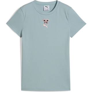 Women&#39;s Puma GRAPHICS Ribbed Tee Youth, Green, Size 7-8Y, Clothing - Modern Mint - 7-8Y