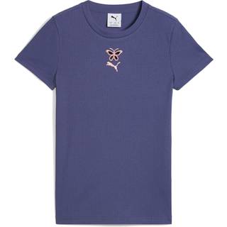 Women&#39;s Puma GRAPHICS Ribbed Tee Youth, Blue, Size 15-16Y, Clothing - Blue Crystal - 15-16Y