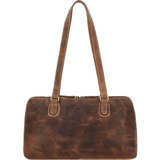Shopper Leder 37x21cm "Vintage" antikbraun kleine Schultertasche für Damen