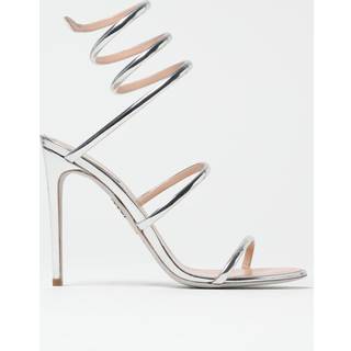 Rene Caovilla Cleo 105 mirrored leather sandals - silver - EU 41.5