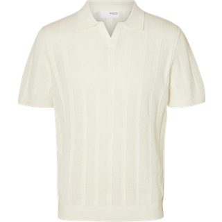 SLHWELLS SS KNIT CROCHET OPEN POLO