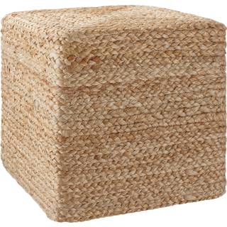 Håndlavet puf Banno Cube i jute, firkantet, boho-stil - beige