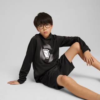 Men&#39;s Puma Active Sports Graphic Poly Hoodie Youth, Black, Size 7-8Y, Clothing - Black - 7-8Y