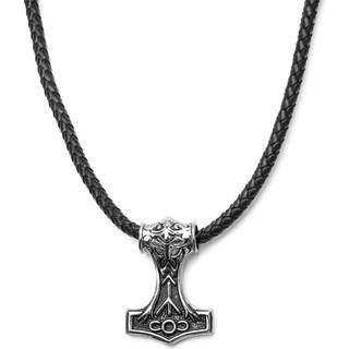 Sort Læderhalskæde med Dobbeltsidet Vikingemotiv