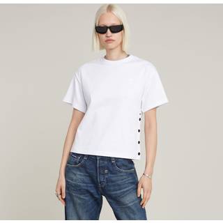Side Buttons Relaxed Top - White - Women