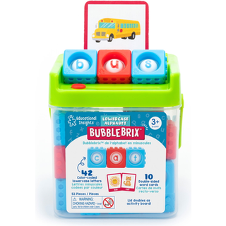 Pdagogisk indsigt Alfabet med sm bogstaver BubbleBrix - ABC-lringslegetj til smbrn Bogstavgenkendelsesblokke i frskolealderen Finmotoriske