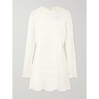 Tom Ford Knitted scalloped cotton and silk minidress - white - XL