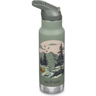 Klean Kanteen Kids' Classic Insulated Water Bottle with Flip Seal Sport Cap and Straw Mountain Scape, 355 ml