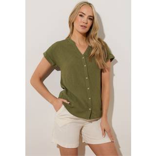 Lts Tall Khaki Green Dobby Spot Blouse 8 Lts | Tall Women's Shirts & Blouses