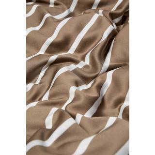 Bambus dobbelt sengetøj - 100% Naturligt bambus - 200x200 cm - Stribet beige - Satinvævet dobbelt sengesæt