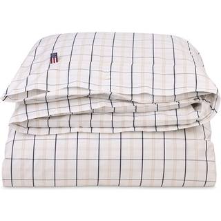 Lexington Icons Checked Cotton Poplin Dynebetræk White/Beige/Navy 220x220 cm