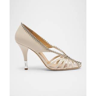 ChloÃ© Leonie crystal-embellished leather pumps - white - EU 39