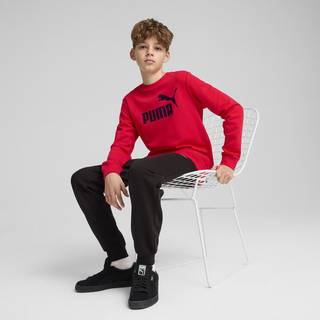 Men&#39;s Puma Essentials No. 1 Logo Crew Shirt Sweat Suit Youth, Red, Size 9-10Y, Clothing - Red - 9-10Y